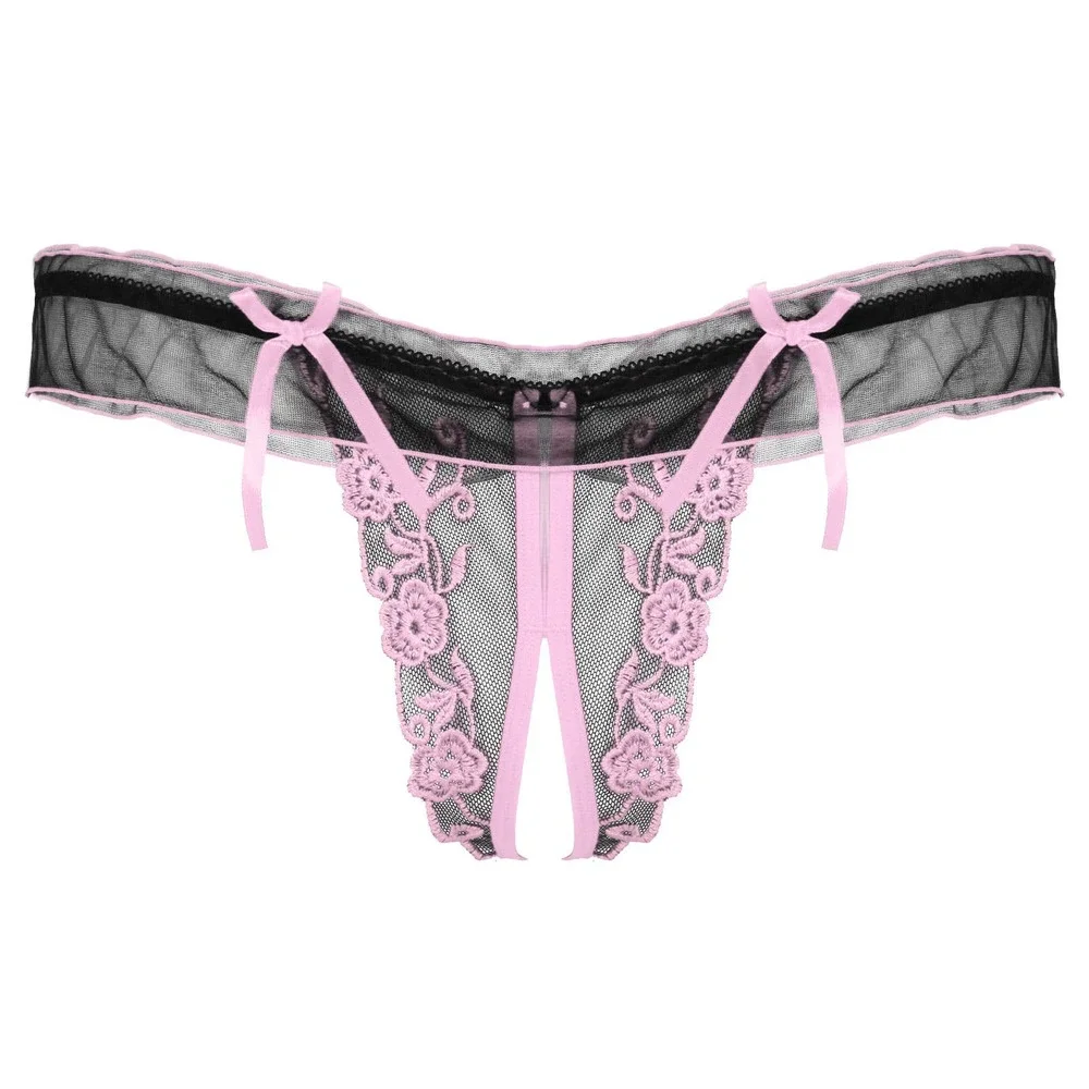 Men Sexy Crotchless Thong Lace Underwear One Size - Picture 1 of 2